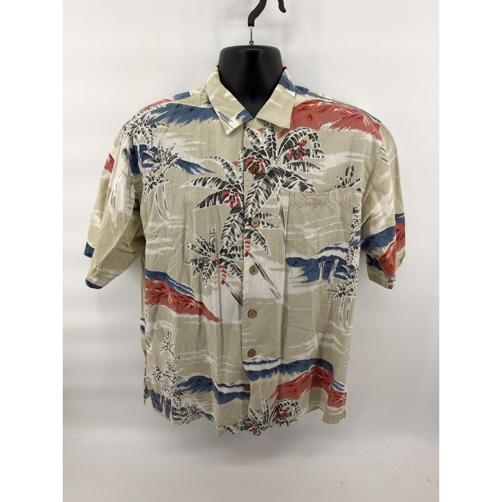 Vintage Tommy Bahama Mens M Short Sleeve Button Down Shirt Tropical Island Scene